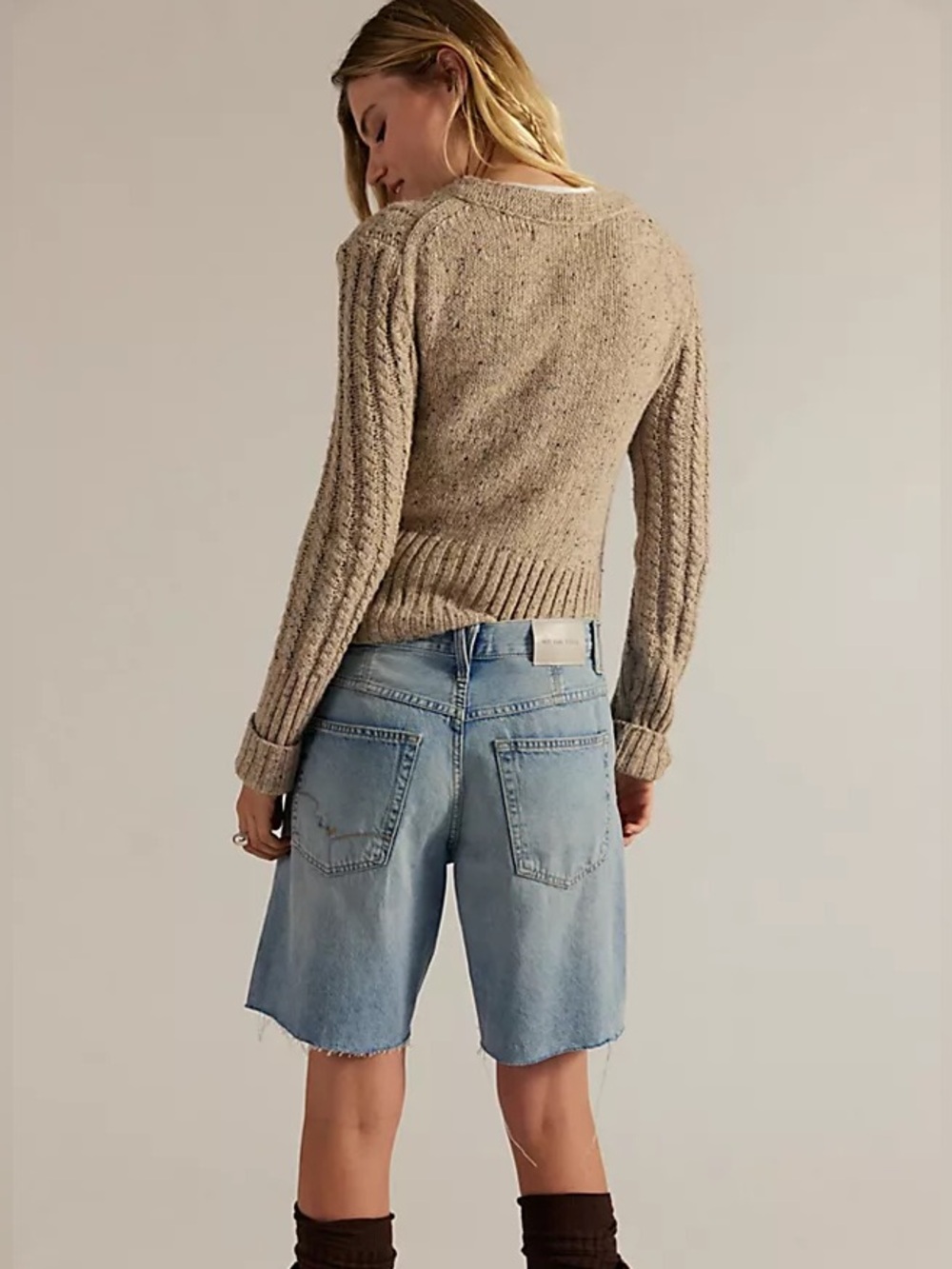 Free People We the Free Montana Light Wash Bermuda Cutoff Denim Shorts Size 27